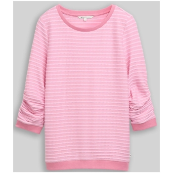 Preview: Tom Tailor Damen Sweatshirt mit Raffarm & Streifenmuster