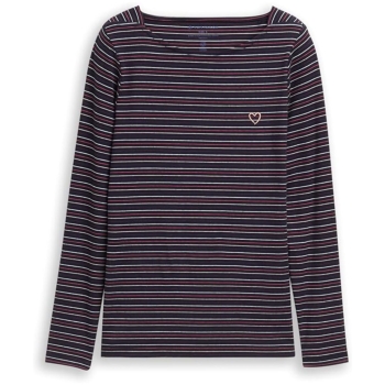 Preview: Tom Tailor Damen langarm Shirt mit Herz-Stickerei Longsleeve
