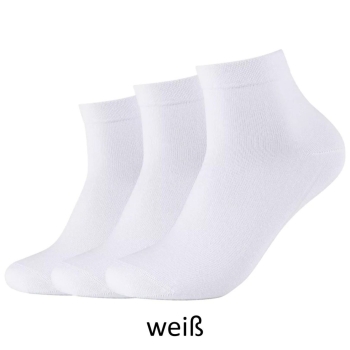 Camano Unisex Quarter Socken 3 Paar Ca-Soft ohne Gummidruck Bio-Cotton