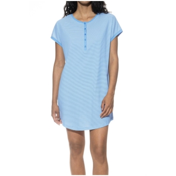 Mey Damen kurzarm Nachthemd Small Stripes Bigshirt mit Knopfleiste