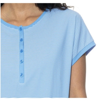 Mey Damen kurzarm Nachthemd Small Stripes Bigshirt mit Knopfleiste