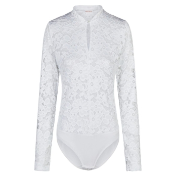 Preview: Nina von C.Damen langarm Dirndl-Body Bella mit floraler Spitze
