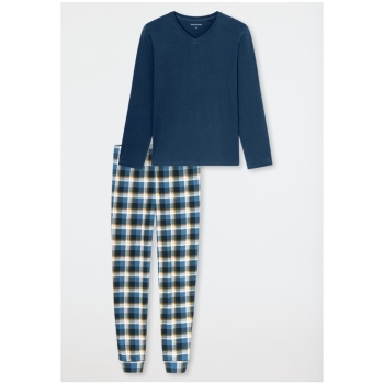 Preview: Schiesser Herren langer Schlafanzug Casual Essentials Pyjama lang