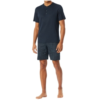 Schiesser Herren kurzer Schlafanzug mit Knopfleiste Nightwear