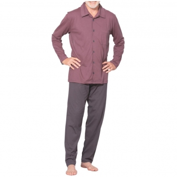 Esge Herren langer Schlafanzug durchgeknöpft zweiteiliger Pyjama