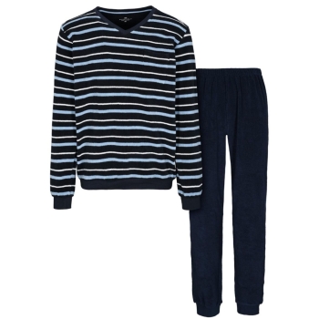 Basefield Herren langer Schlafanzug Frottee Pyjama lang