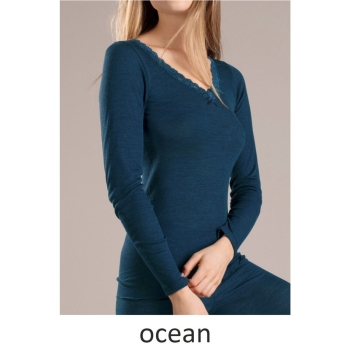Nina von C. Wool Silk Langarm-Shirt Merinowolle/Seide