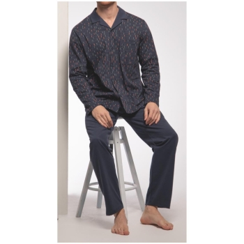 Ammann Herren langer Schlafanzug Nightwear Pyjama lang durchgeknöpft