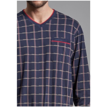 Götzburg Herren langer Schlafanzug Bronx 1/1 Arm Pyjama