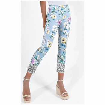 Robell Damen 7/8 Hose Rose 09 Super Slim Fit Floral Print