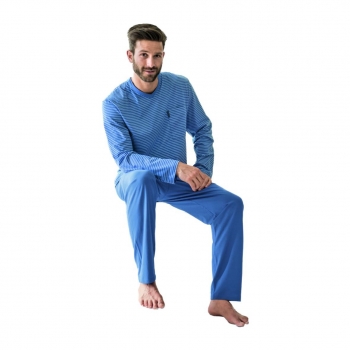 Ammann Herren langer Schlafanzug Nightwear Pyjama lang