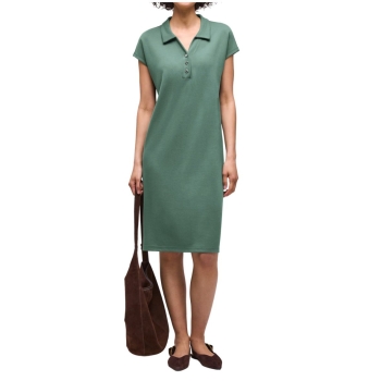 Street One Damen Kleid knielang Split Neck mit Kragen
