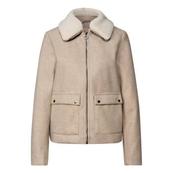 Preview: Street One Damen Jacke Wolloptik mit abnehmbarem Kragen