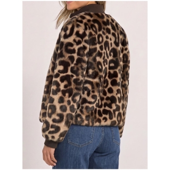 Preview: Street One Damen Blouson mit Leo-Print kurze Jacke Fake Fur