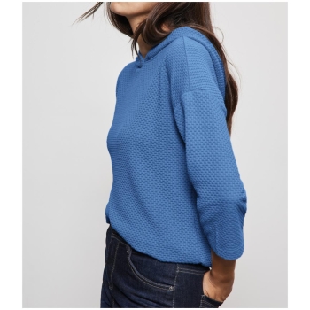 Street One Damen 3/4 Arm Shirt Kapuze Struktur