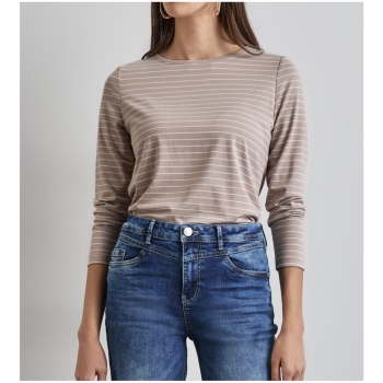 Street One Damen langarm Shirt Streifen Glitzer