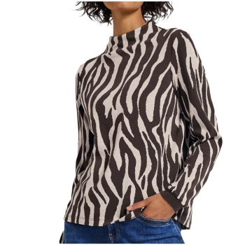 Street One Damen langarm Shirt Turtleneck mit Zebra Print