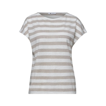 Preview: Street One Damen kurzarm Shirt Dropped Shoulder mit Glitzerdetails