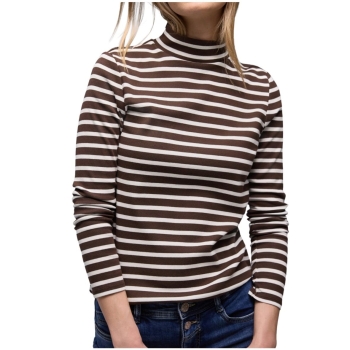 Street One Damen Shirt mit Streifenmuster Turtleneck