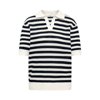 Preview: Cecil Damen kurzarm Poloshirt in Rippstruktur