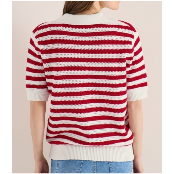 Preview: Cecil Damen kurzarm Poloshirt in Rippstruktur