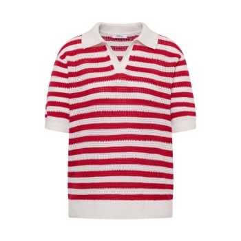 Preview: Cecil Damen kurzarm Poloshirt in Rippstruktur