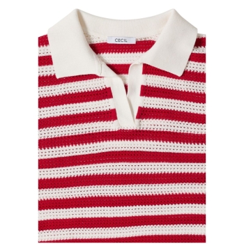 Preview: Cecil Damen kurzarm Poloshirt in Rippstruktur