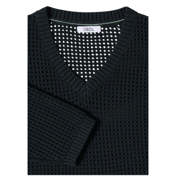 Preview: Cecil Damen kurzarm Strickpullover im Crochet-Look