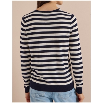 Preview: Cecil Damen Pullover mit Rundhals und Streifen