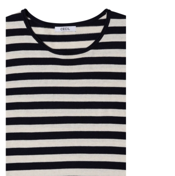 Preview: Cecil Damen Pullover mit Rundhals und Streifen