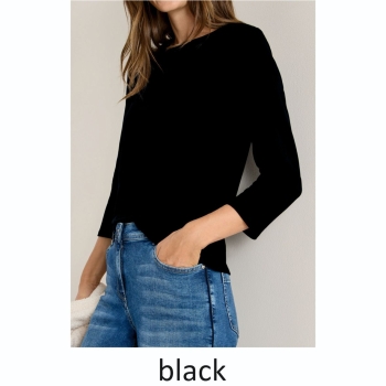 Cecil Damen 3/4 Arm Shirt Basic U-Boot-Ausschnitt