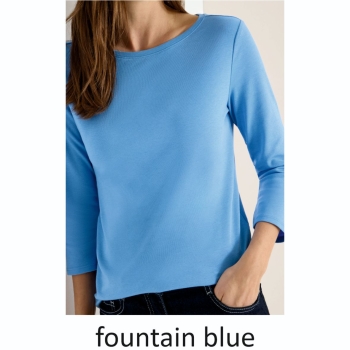 Cecil Damen 3/4 Arm Shirt Basic U-Boot-Ausschnitt