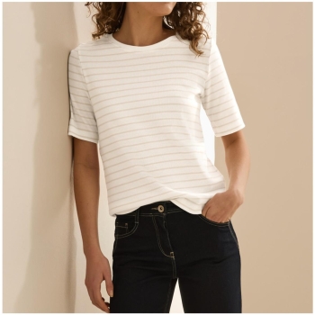 Cecil Damen T-Shirt gestreift Rippstruktur