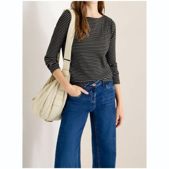 Preview: Cecil Damen langarm Shirt gestreift Rippstruktur
