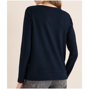 Preview: Cecil Damen langarm Shirt mit vertikaler Struktur