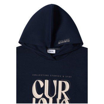 Preview: Cecil Damen Hoodie Shirt mit Wording-Print