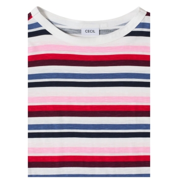 Preview: Cecil Damen kurzarm Shirt mit Multicolor Streifen