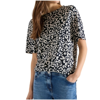 Cecil Damen kurzarm Shirt Leo-Print Boatneck