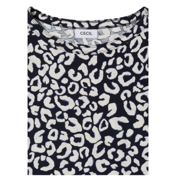 Preview: Cecil Damen kurzarm Shirt Leo-Print Boatneck