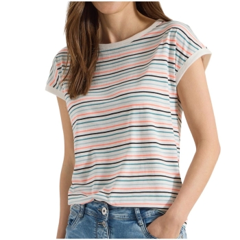 Cecil Damen T-Shirt Turn-Up-Detail mit Boat Neck