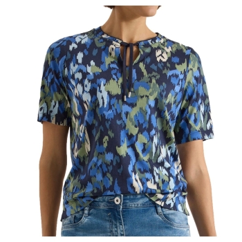 Cecil Damen T-Shirt mit Split Neck und Print