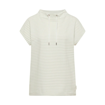 Preview: Cecil Damen kurzarm T-Shirt mit Funnel Neck und Streifen
