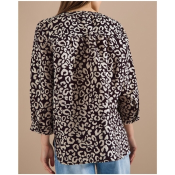Preview: Cecil Damen 3/4-Arm Bluse Leo-Muster Split Neck