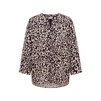 Preview: Cecil Damen 3/4-Arm Bluse Leo-Muster Split Neck