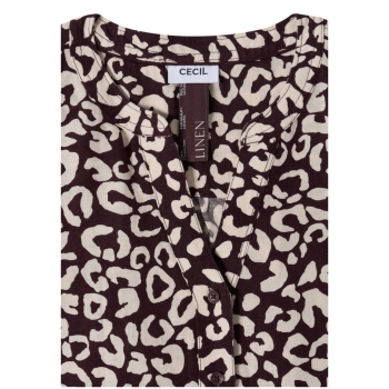 Preview: Cecil Damen 3/4-Arm Bluse Leo-Muster Split Neck