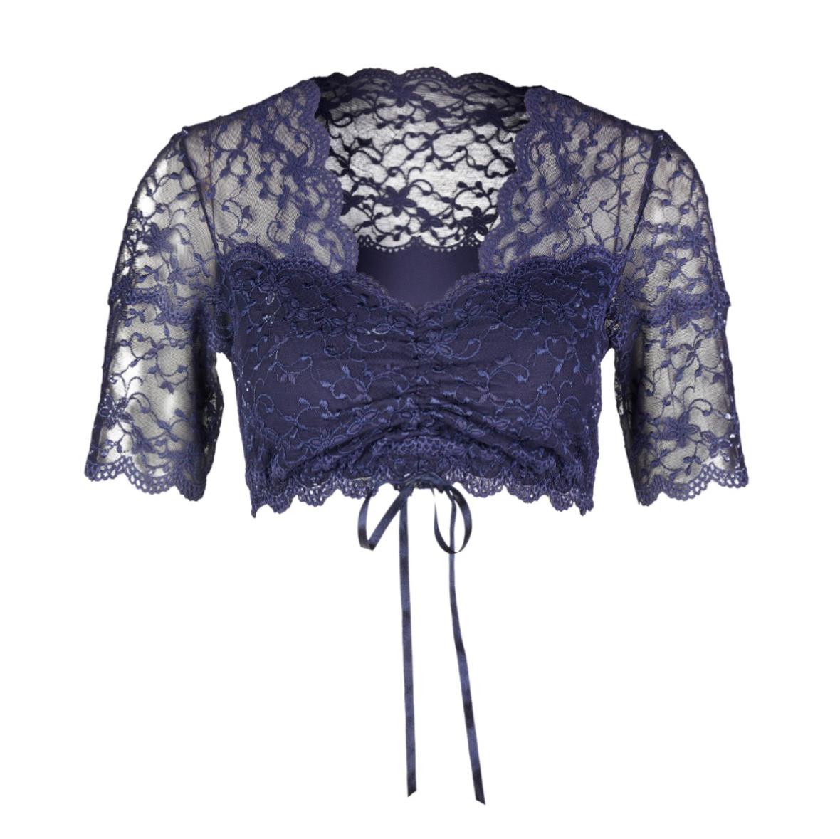 Nina von C. Damen Dirndl-Bluse halbarm Spitze Cups blickdicht Satinbändchen - Bild 7 von 9