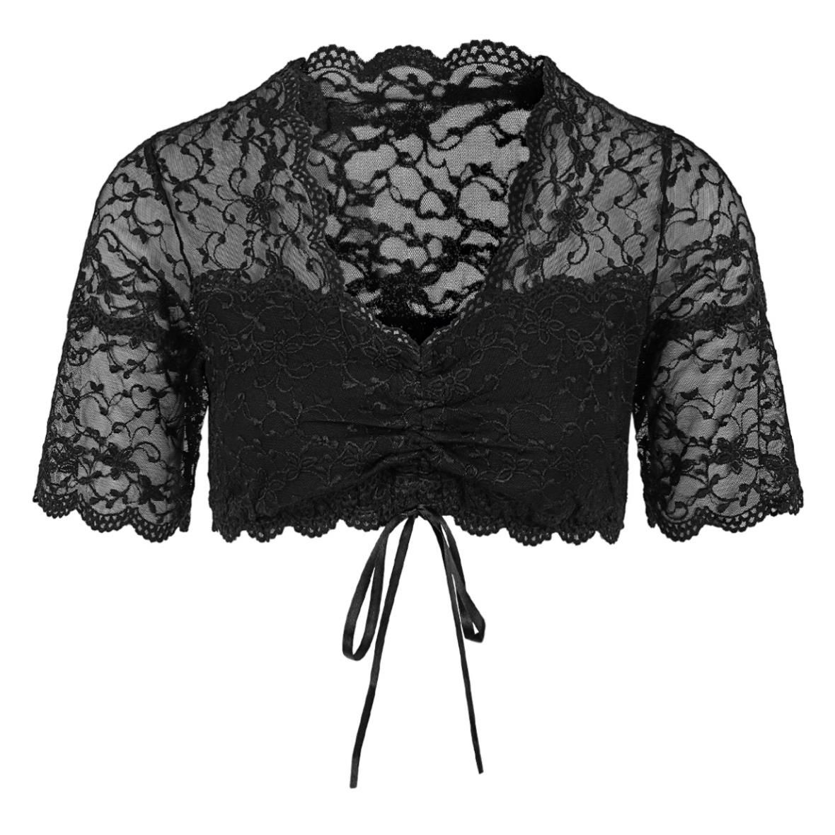 Nina von C. Damen Dirndl-Bluse halbarm Spitze Cups blickdicht Satinbändchen - Bild 8 von 9