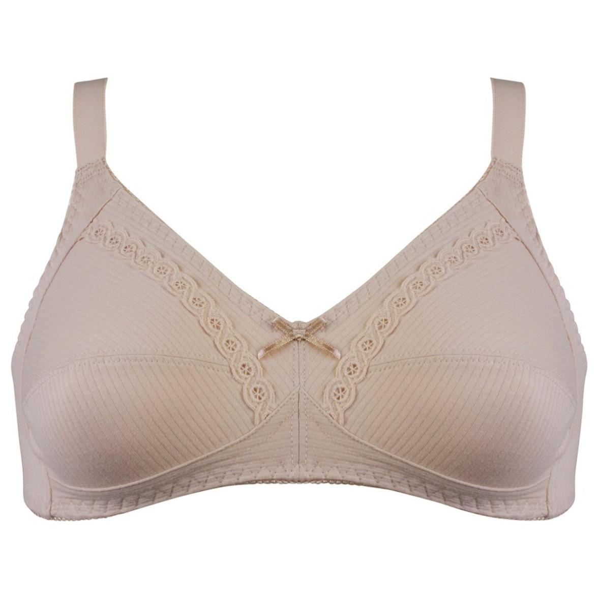 Naturana Donna Soft Bra, Reggiseno Morbido Senza Ferretto, Coppe Senza Cuciture, Fascia Lucida, Effetto Minimizer, Taglia 90C, Colore Nude