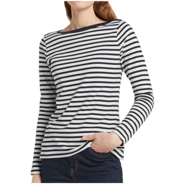 Tom Tailor Damen langarm Shirt mit Streifen Longsleeve