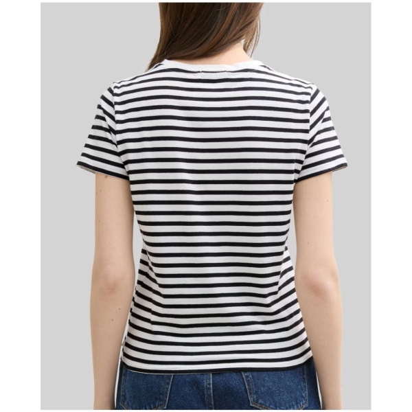 Tom Tailor Damen T-Shirt Streifen mit Boat Neck